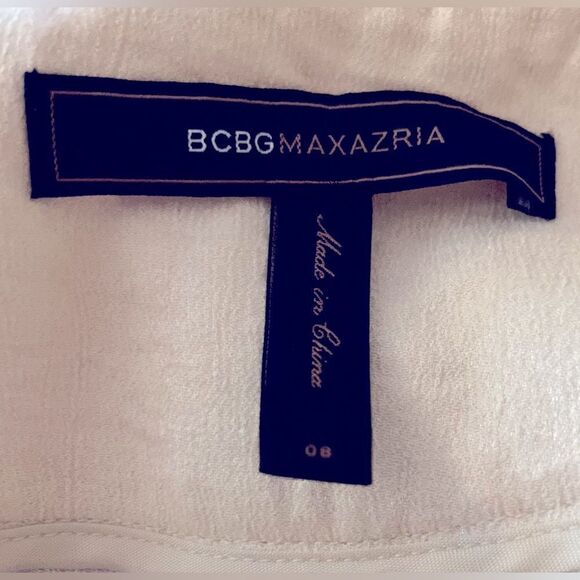 Black Label BCBG Max Azaria Wide Leg Ivory Shimmer Wide Waistband Dress Pants 10 - Picture 14 of 15